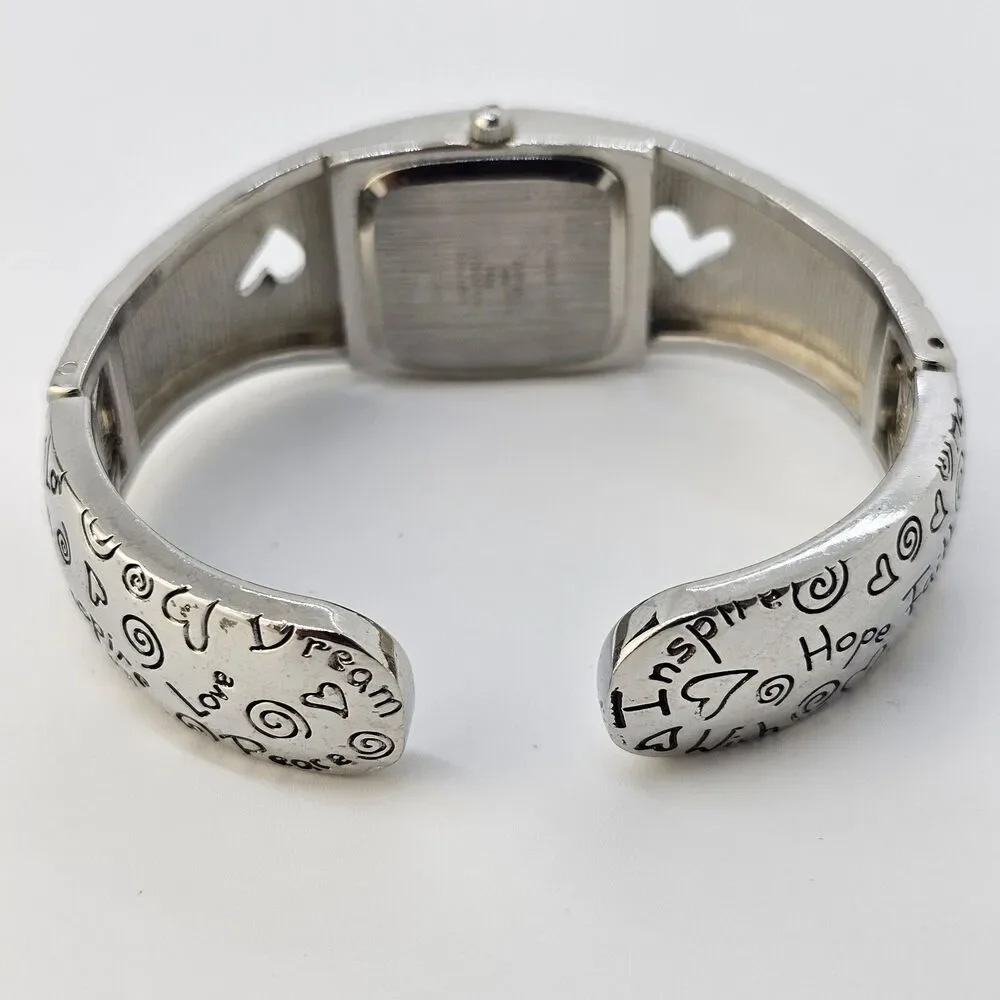 Women's Hearts Cuff Bracelet Watch‎ 24MM Gray Dail Bracelet 5.5